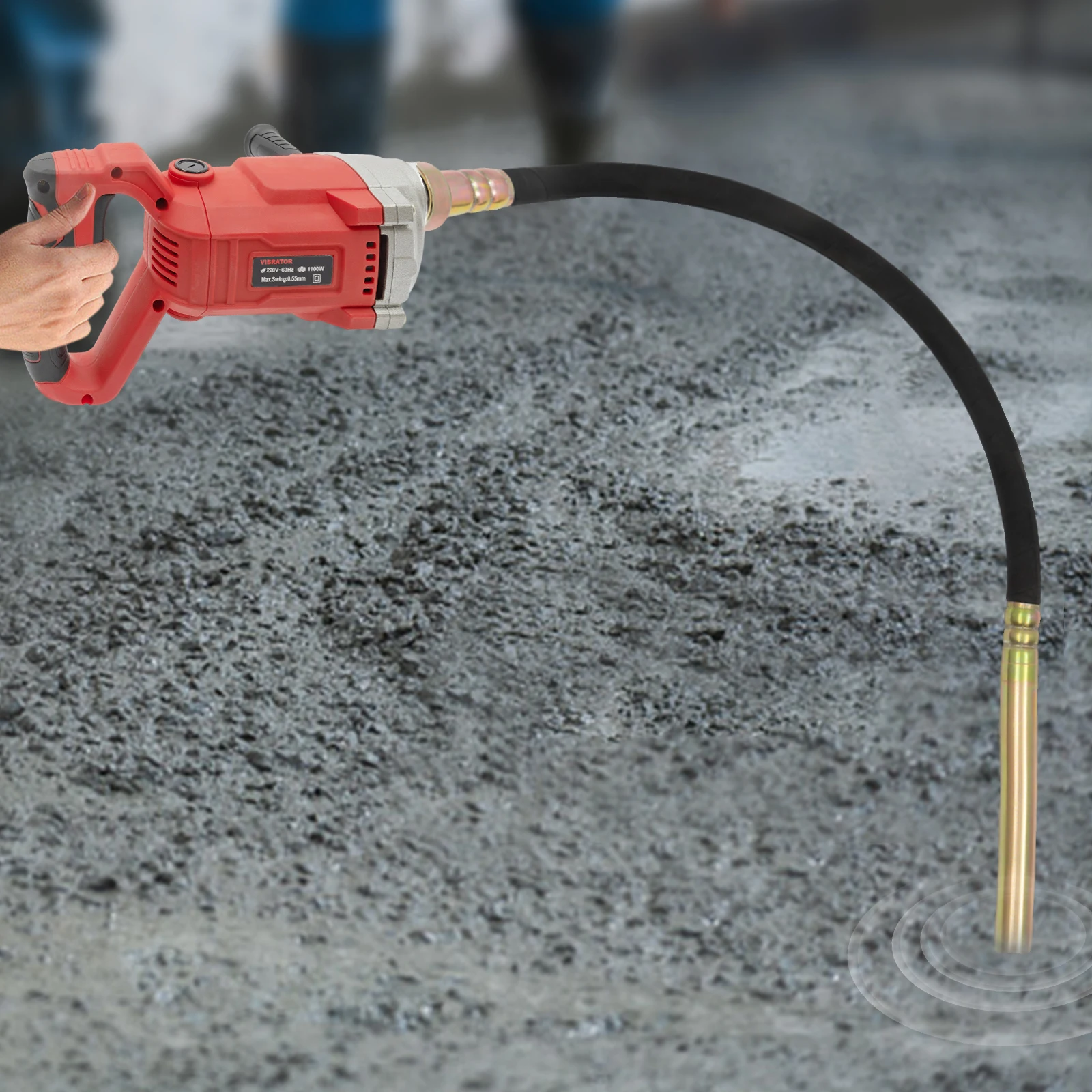 1100W Electric Concrete Vibrator with 2M Shaft Concrete Tool 220V 60Hz Red