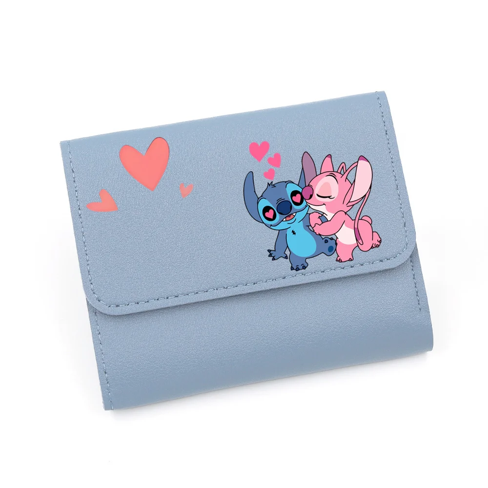 Disney-billeteras Lilo & Stitch para mujer, cartera sencilla y corta para tarjetas, bolso multifunción