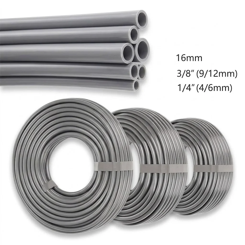 Gray PE Hose OD 6mm 12mm 16mm Watering Tubeing for Home Garden Greenhouse Drip Irrigation Pipe 10M 20M 30M Options Available