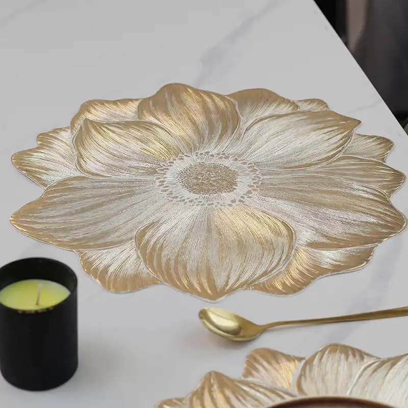 

1 Piece Lotus-shaped Heat-resistant Washable Flower Mat Decorative Heat-resistant Table Mat Coaster Home Party Wedding