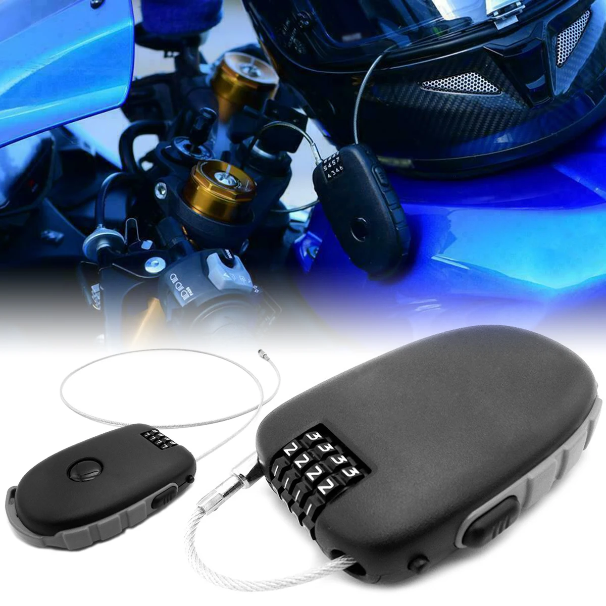 Anti-Theft Motorbike Helmet Lock Telescopic Wire Rope Steel Cable Code Lock 4 Digit Resettable Mini Cable Lock Luggage Helmet
