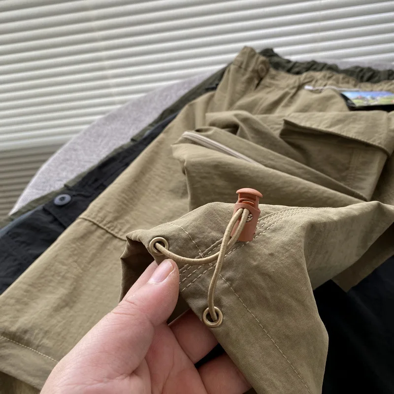 Multi pockets Work Wear Cargo Pants Detachable Shorts Spring Summer Loose Straight Casual Trousers Outdoor Hiking Climbing Pants