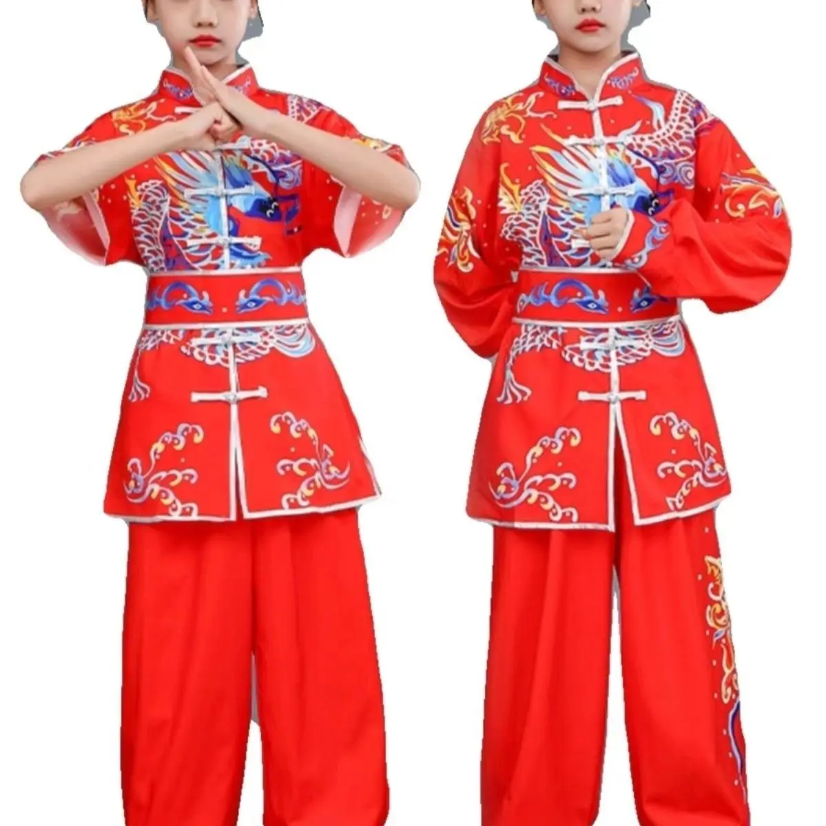 مجموعة فنون الدفاع عن النفس الصينية التقليدية تاي تشي وشو الكونغ فو لعام 2024 بدلة أداء عتيقة بدلة الكونغ فو المطبوعة على شكل تنين #5