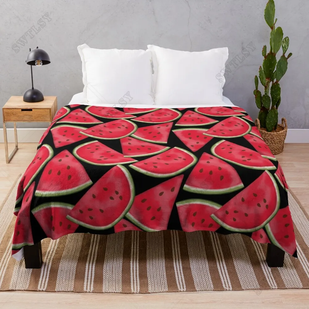 

Red Watermelon Soft Throw Blanket Queen Lightweight Flannel Blanket for Couch Bed Sofa Decor Travelling Camping for Kids Adults