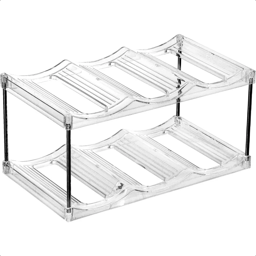 

Plastic Stackable Bottle Storage Holder RackFreeStanding Water Bottle Wine and Drink Organizer Shelf for Kitchen Cabinet Fridge