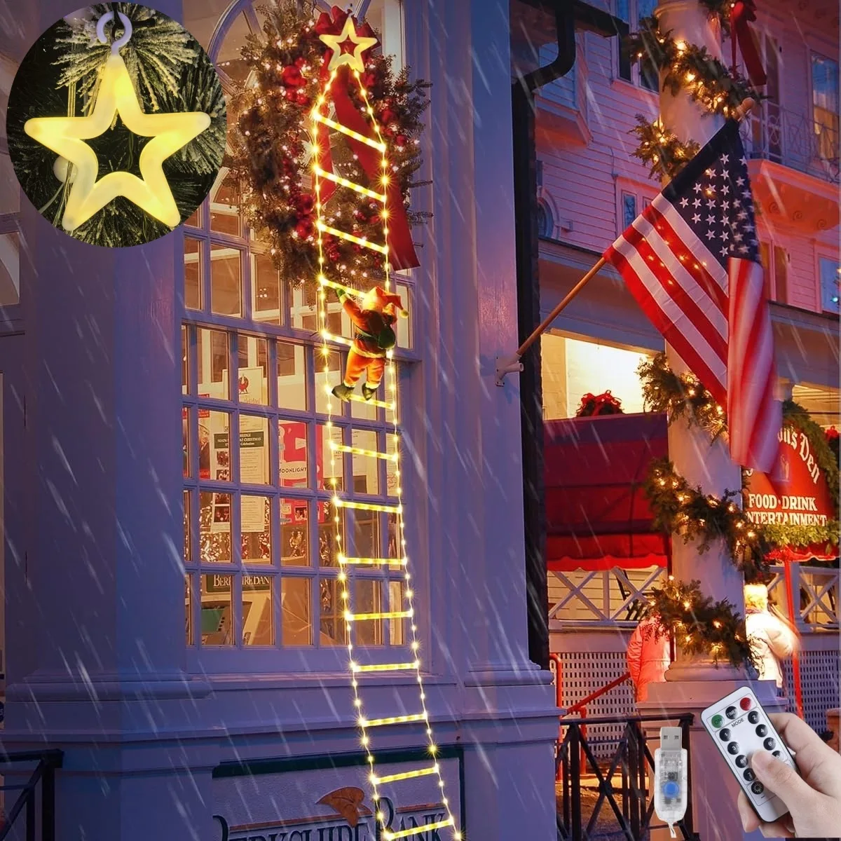 

Outdoor Christmas Decoration LED light string usb remote control santa ladder leather line light decorative lamp ambient light
