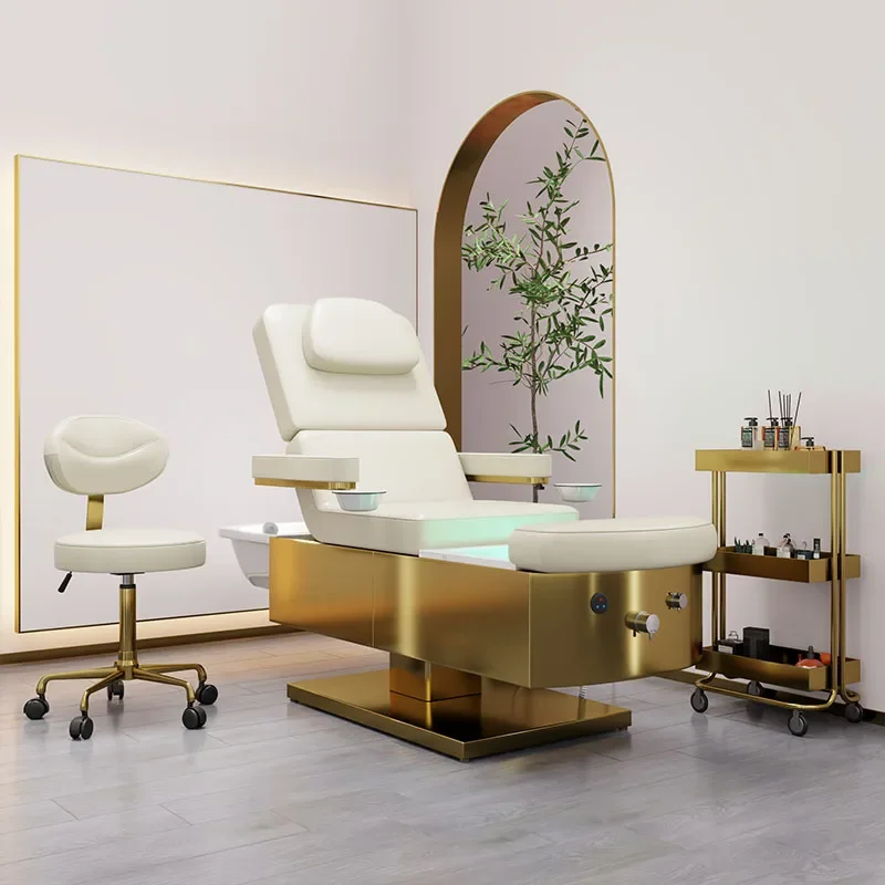 Electric Treatment Chair Professional Beauty Salon Chair White Leather Tattoo Bed Medical Electric Pu Massage Bed