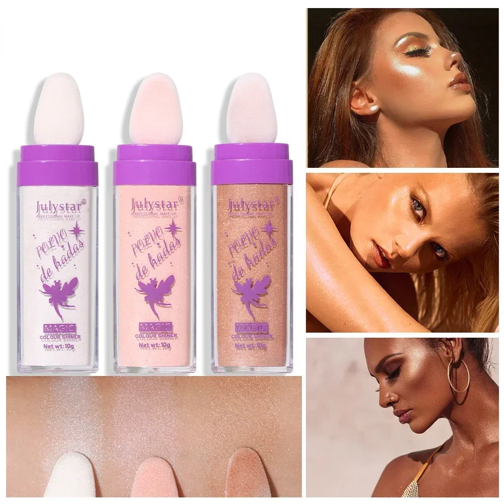 Heallor Purple Glitter Fairy Highlighter Powder Contour Shadow Powder Contouring Illuminator for Women Beauty Face Makeup Cosmet