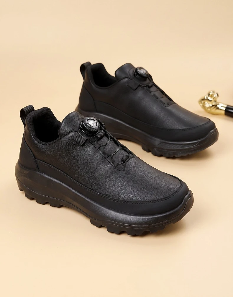 Herren-Freizeitschuhe mit Drehverschluss, Obermaterial aus Kunstleder, dicke, rutschfeste Sohle, wasserdicht, leicht, ideal für den täglichen Gebrauch und zum Spazierengehen im Freien. – Detail 13