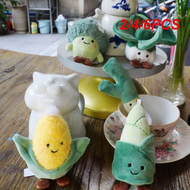 2/4/6PCS Cauliflower Corn Plush Pendant Soothing Cabbage Doll Creative Cute Stuffed Plush Toy Plush Doll Toys Super Soft Comfort