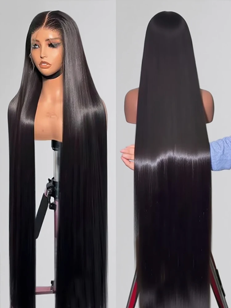 

40 46 дюймов 13x6 Прямой HD Прозрачный Парик Фронта Шнурка 300 Плотность 13x4 Парики Человеческих Волос 360 Полный Парик Шнурка Для Женщин