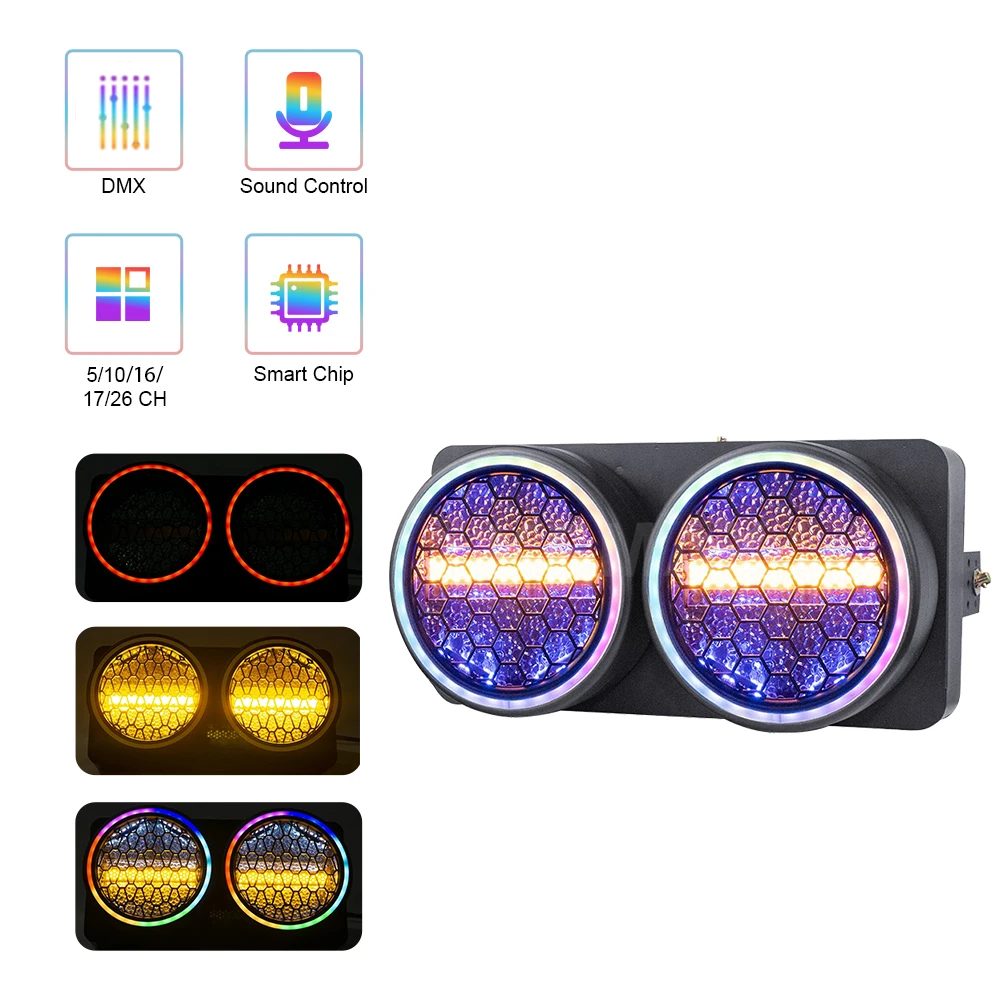 

LED COB Disco Lights RGBW Retro Light Audience Blinder With Ring DMX512 Party Stage Effect DJ Equipment For Event Wedding Bar