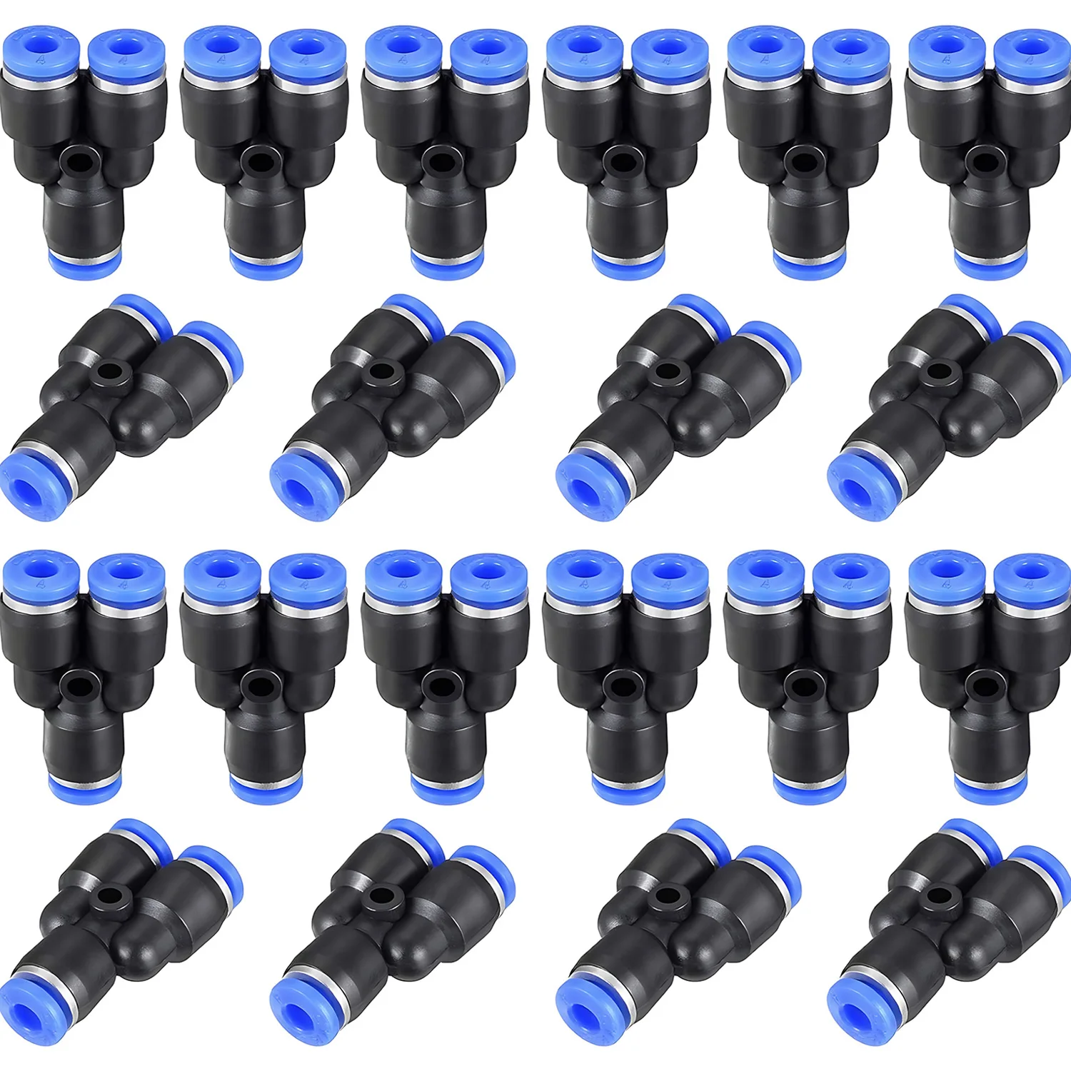 20/100/500 PCS Y/W Shape Push Fittings, 4 6 8 10 12mm OD Push to Connect Quick Fitting, Air line Push Lock Tube Fitting Splitter