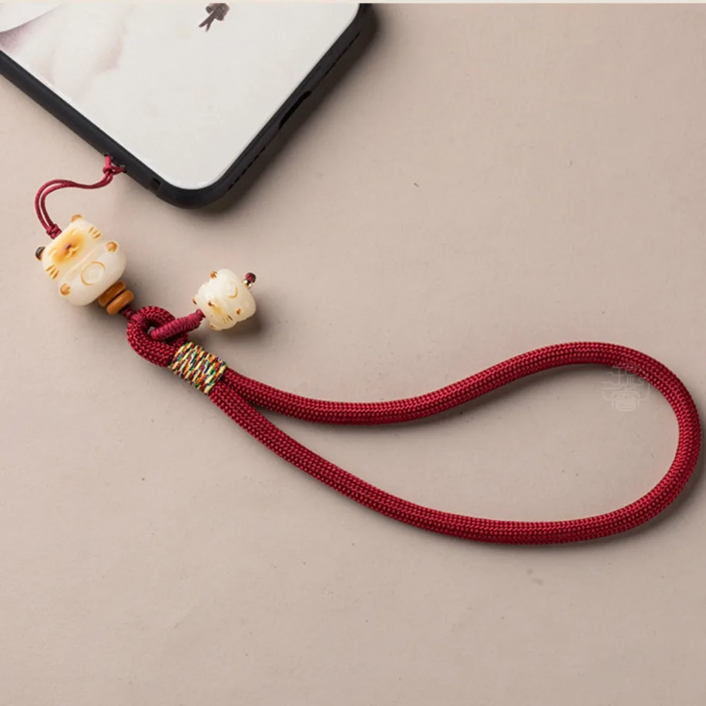 Cute Bodhi Lucky Cat Phone Chain with Wrist Style Hanging Chain Pendant Anti Loss and Anti Drop Phone Case Hanging Rope