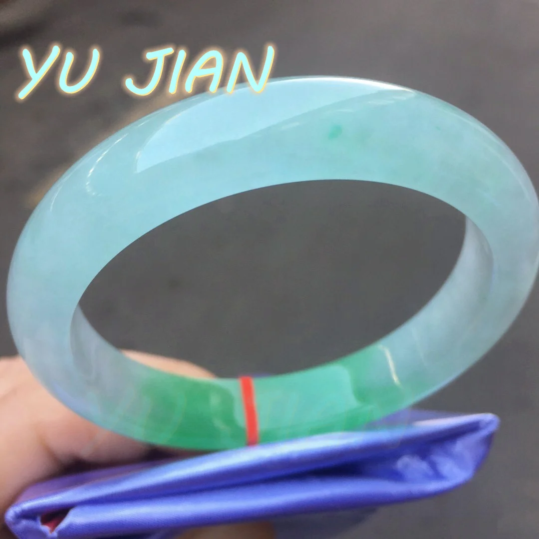 Newest Natural Ice Penetrating Jade Real Color Semi Green Jadeite Perfect Bracelet Handring Delicate Noble BANGLES Fine Jewelry