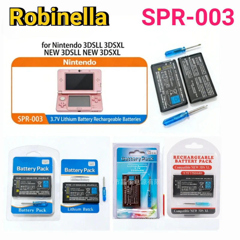 

Аккумулятор 3.7V 2000mAh SPR-003, перезаряжаемые литиевые батареи для Nintendo 3DSLL, 3DSXL, NEW 3DSLL, NEW 3DSXL с набором инструментов
