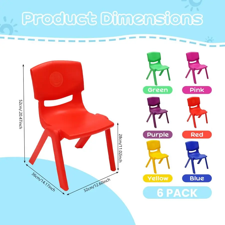 Stackable School Chairs with 11inch Seat Height, Colorful School Stackable Chairs Stacking Plastic Classrooms Chairs for Prescho