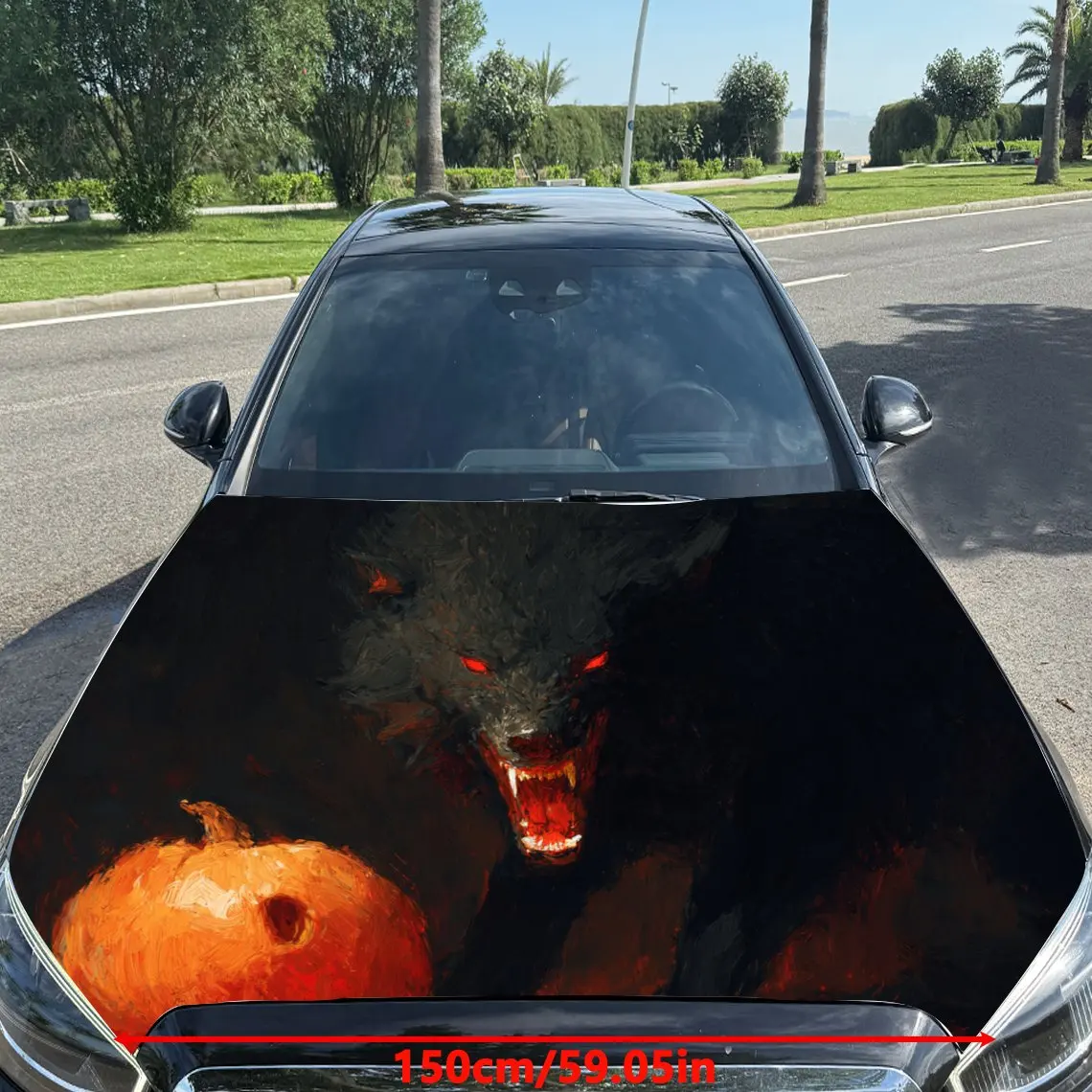 Creepy Pumpkin - Monster Car Hood Stickers - Self-Adhesive, Waterproof and Durable Vinyl Wrap, Decorate And Protect Your Car - T