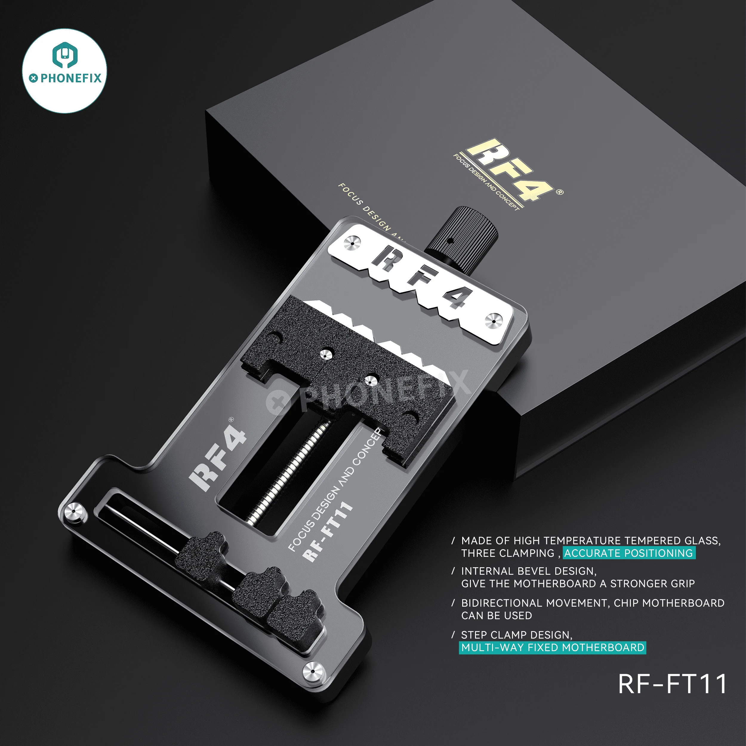 

RF4 Multifunctional Mobile Phone Repair Fixture RF-FT11 Heat-resistant for Phone PCB Motherboard Chip Repair Fixed Clamp Tool