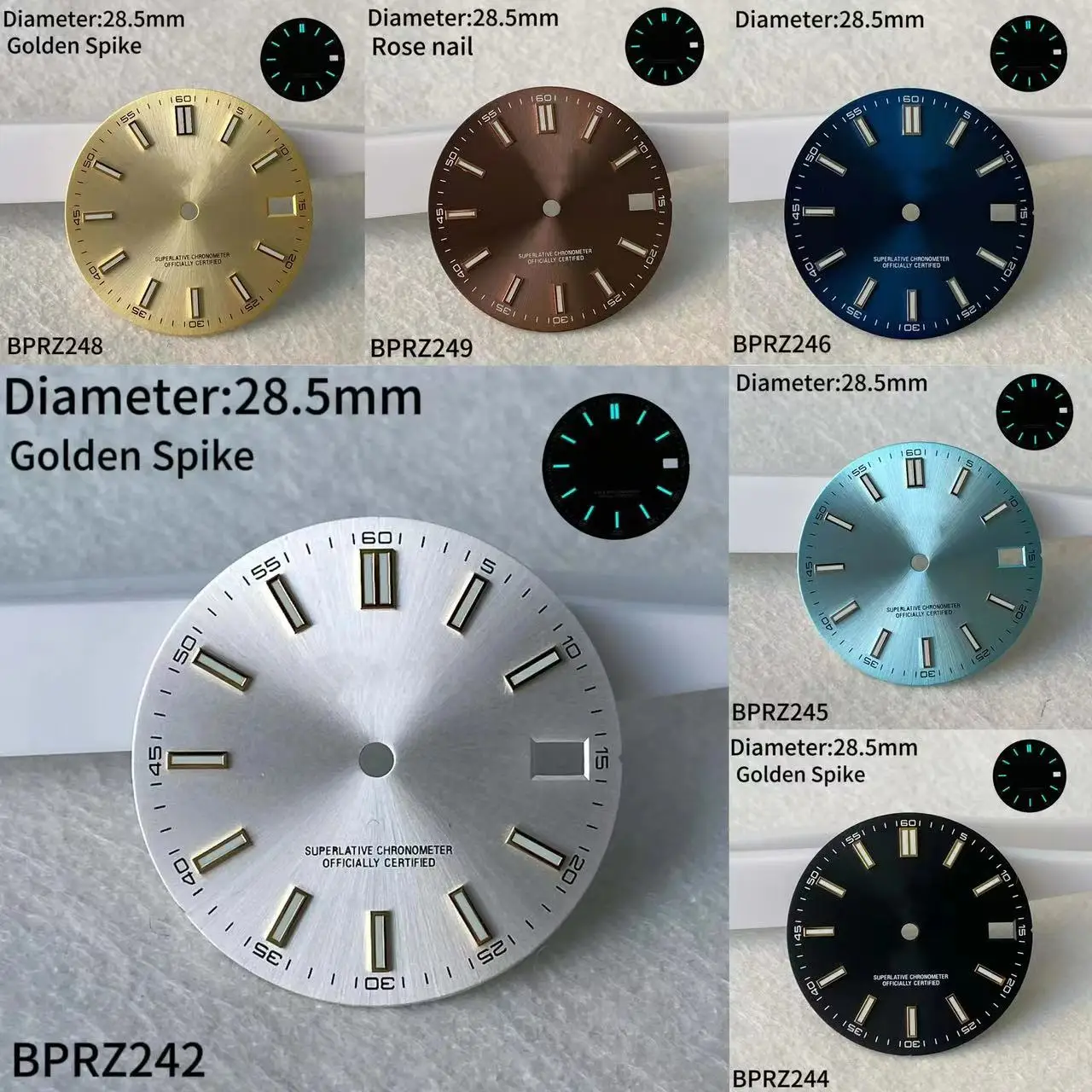 28.5mm High Quality Blue glowing NH35 S logo dial watch suitable NH35 NH36 movement watch accessories repair tool 29mm s dial