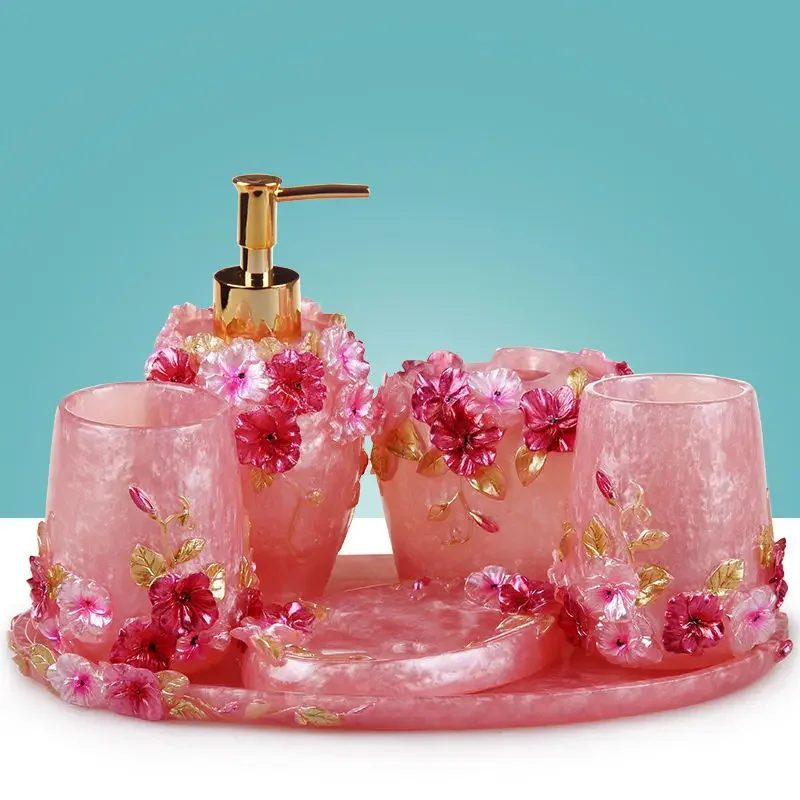 Creative wash set Nordic five-piece set Simple light luxury wash combination Bath toothbrush cup set
