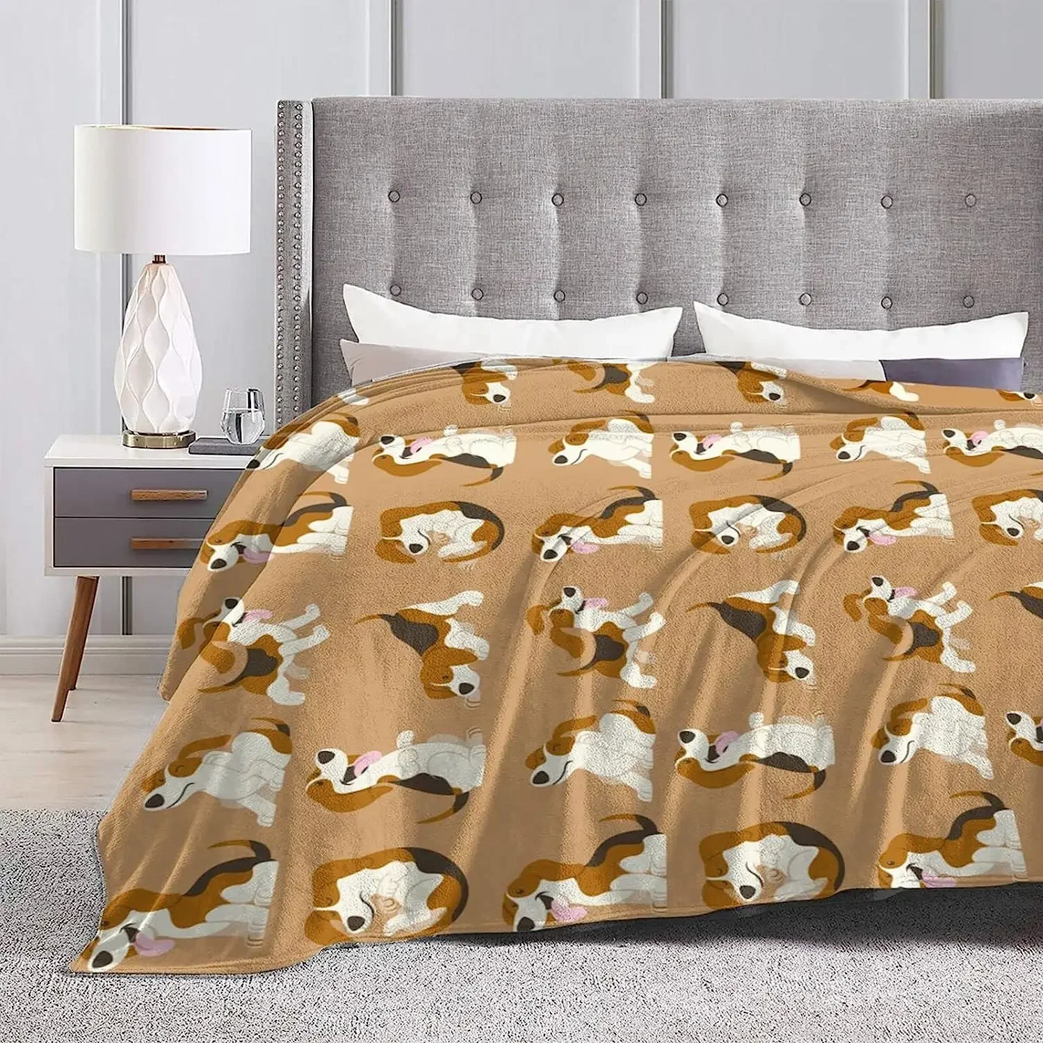 Beagle Dog Cartoon Flannel Fleece Bed Blanket Throw Blanket Lightweight Cozy Plush Blanket for Bedroom Living Rooms Sofa