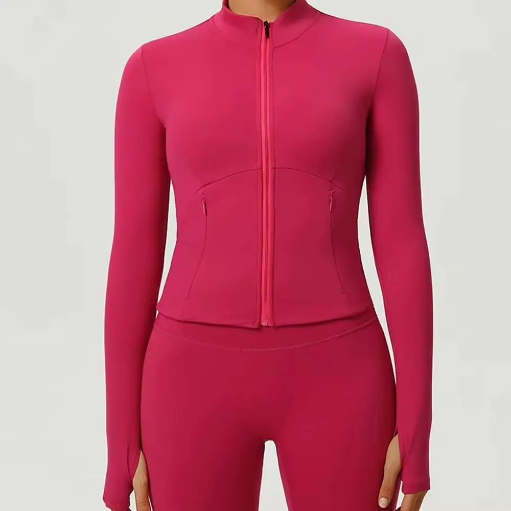 

Спортивная куртка с длинным рукавом, женская спортивная одежда, рубашка, тренировочное пальто, одежда для тренировок в тренажерном зале, йога, уличное пальто для фитнеса с отверстиями для большого пальца