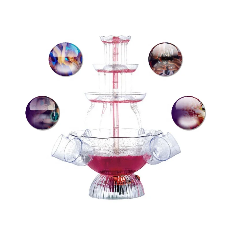5-way Splitter Electric Wine Decanter Juice Cocktail Fountain Machine with Colored Lights