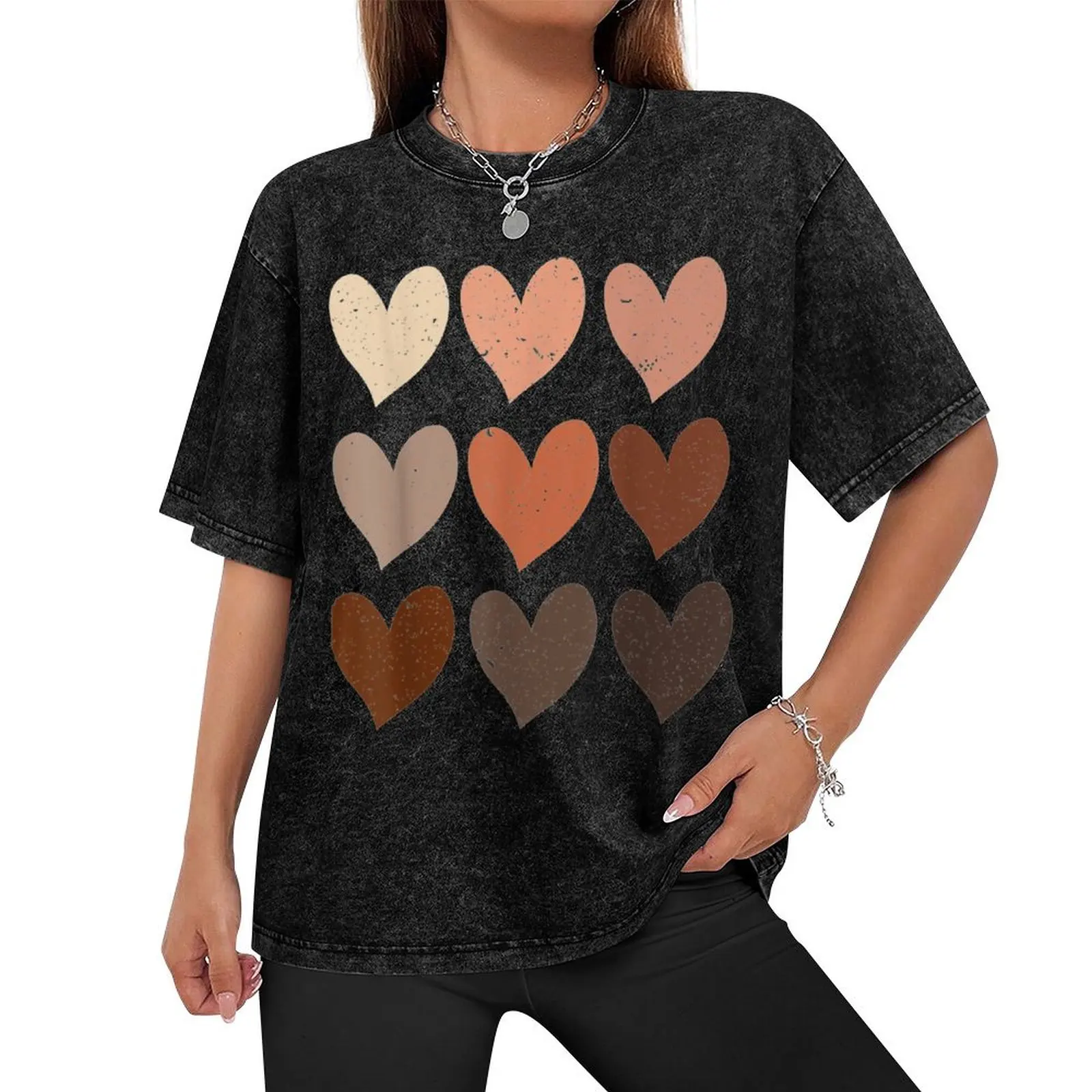 Diversity Hearts, Skin Tone Hearts T-Shirt street wear oversized graphic tee boys animal print Men's t-shirt