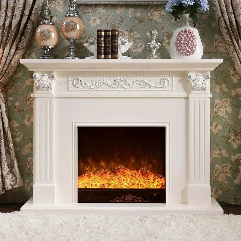 

Living room simulation flame solid wood fireplace TV cabinet electronic heater fireplace rack