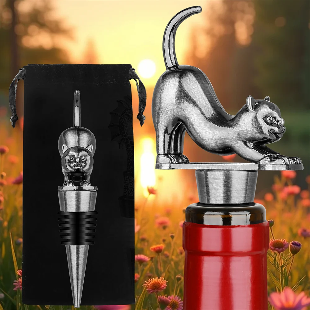 Cute Cat Wine Bottle Stopper Bronze/Grey Black Metal Decorative Wine Gift Home Bar Tools Champagne Red Wine Stoppers