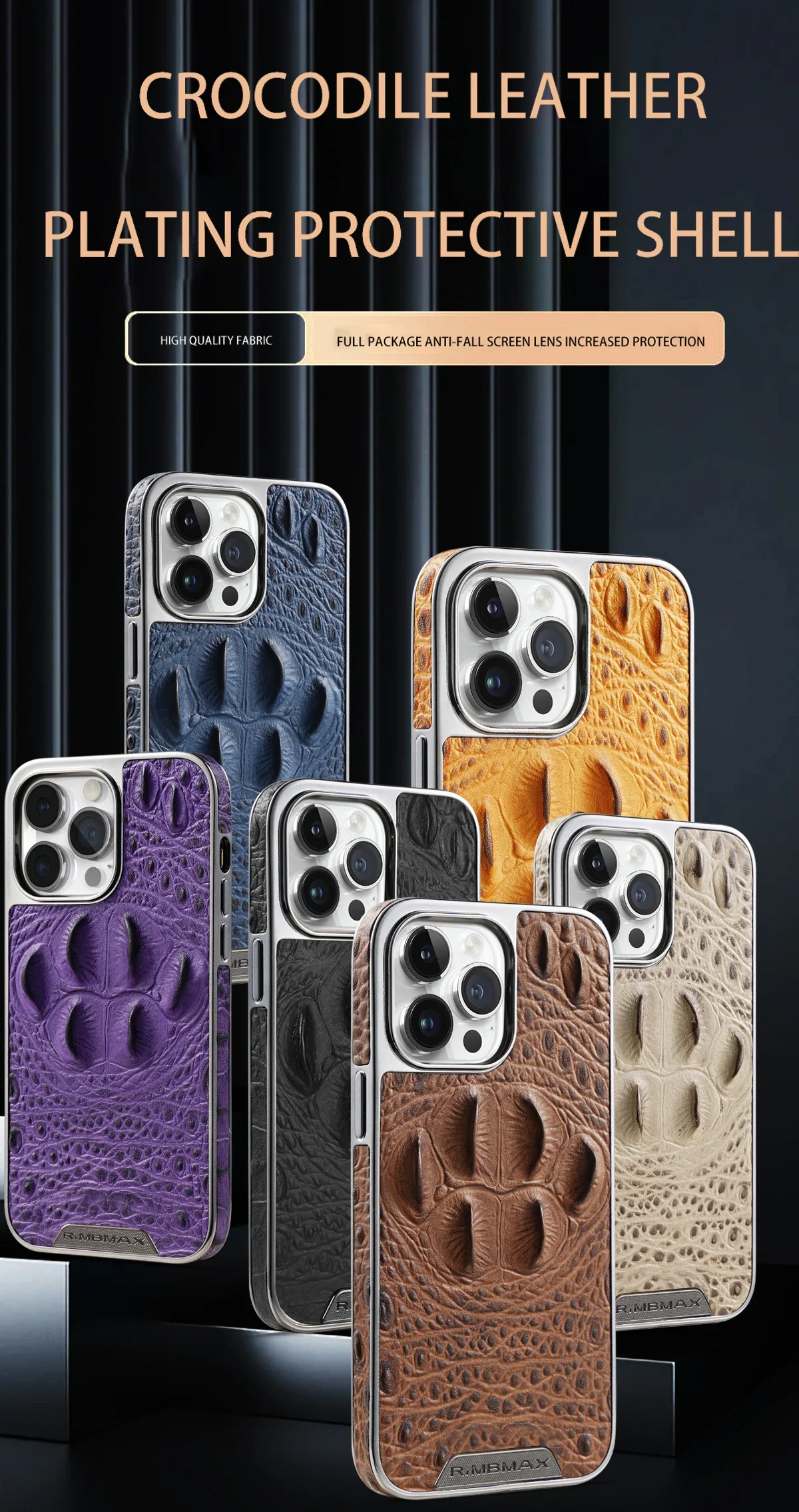 Funda de cuero con patrón de cocodrilo para IPhone 12, 13, 14, 15 Pro Max, funda de teléfono de cuero anticaída de lujo para IPhone12 13 14 15 ProMax