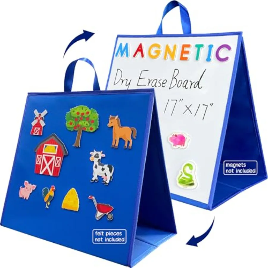 

Двусторонняя флисовая фланелевая доска/белая доска для сухого стирания для малышей, 17,3 * 17,3 дюйма, складная, настенная, для класса, детского сада, дошкольных учреждений