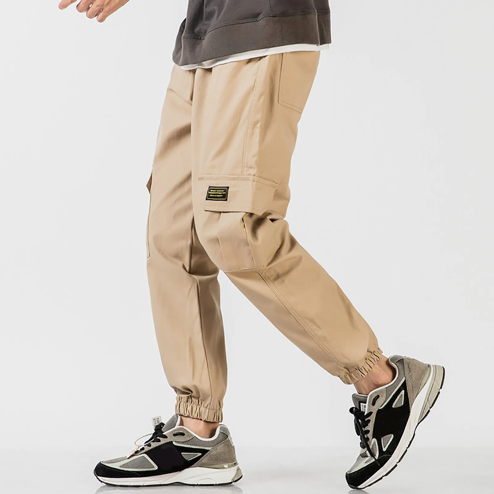 

Men Pants Comfortable Soft Pocket Cargo Pants Fashionable Casual Tight Elastic Waist Cargo Training Multiple pockets Pants