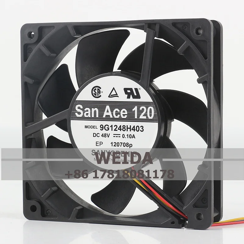 Oryginalny cichy wentylator Sanyo 12CM 12025 48V 0,10A 9G1248H403 łożysko kulkowe szafka falownika osiowy wentylator chłodzący