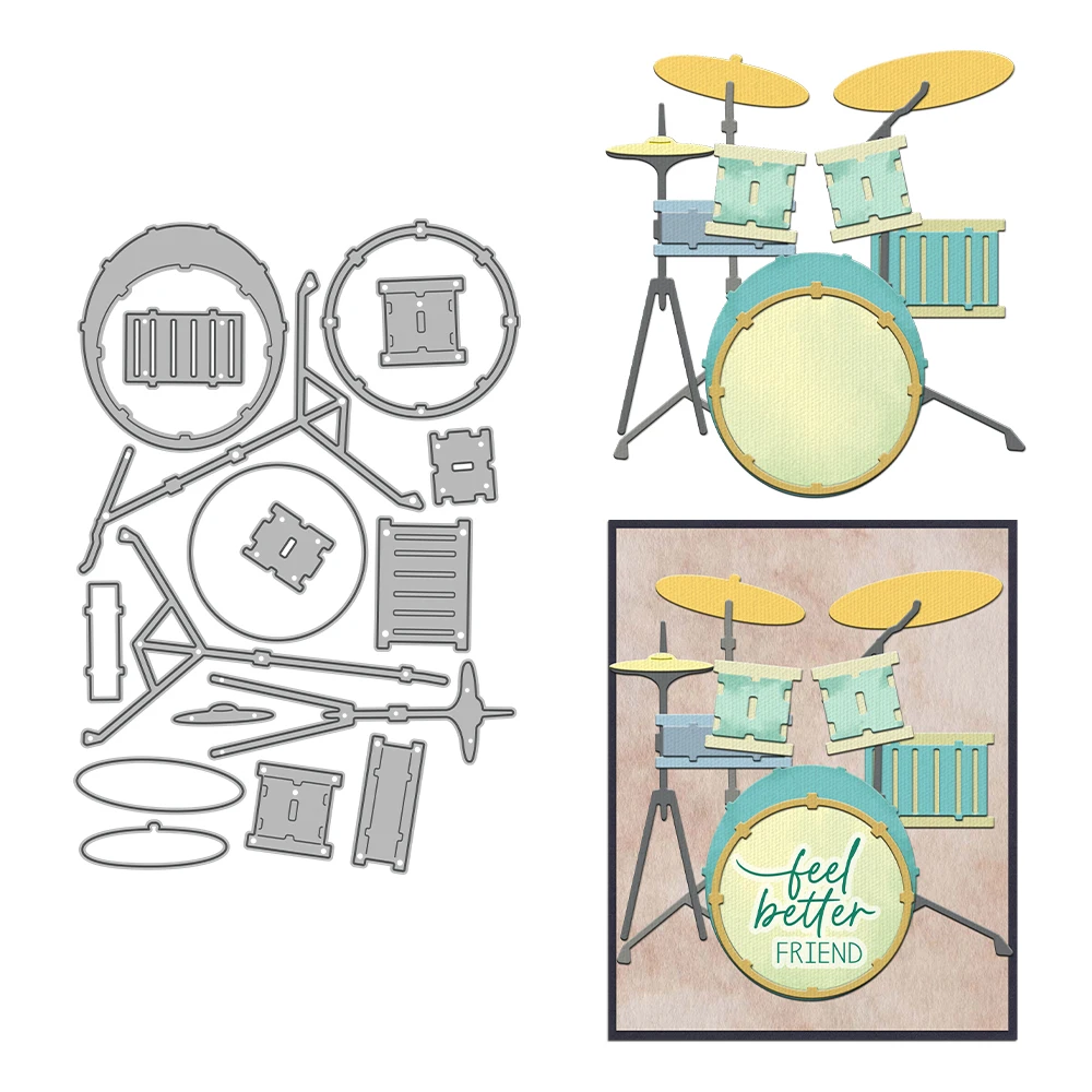 

MangoCraft Musical Drum Kit Cutting Dies DIY Scrapbooking Supplies Metal Dies Knife Mold For Card Making Albums Crafts Decor
