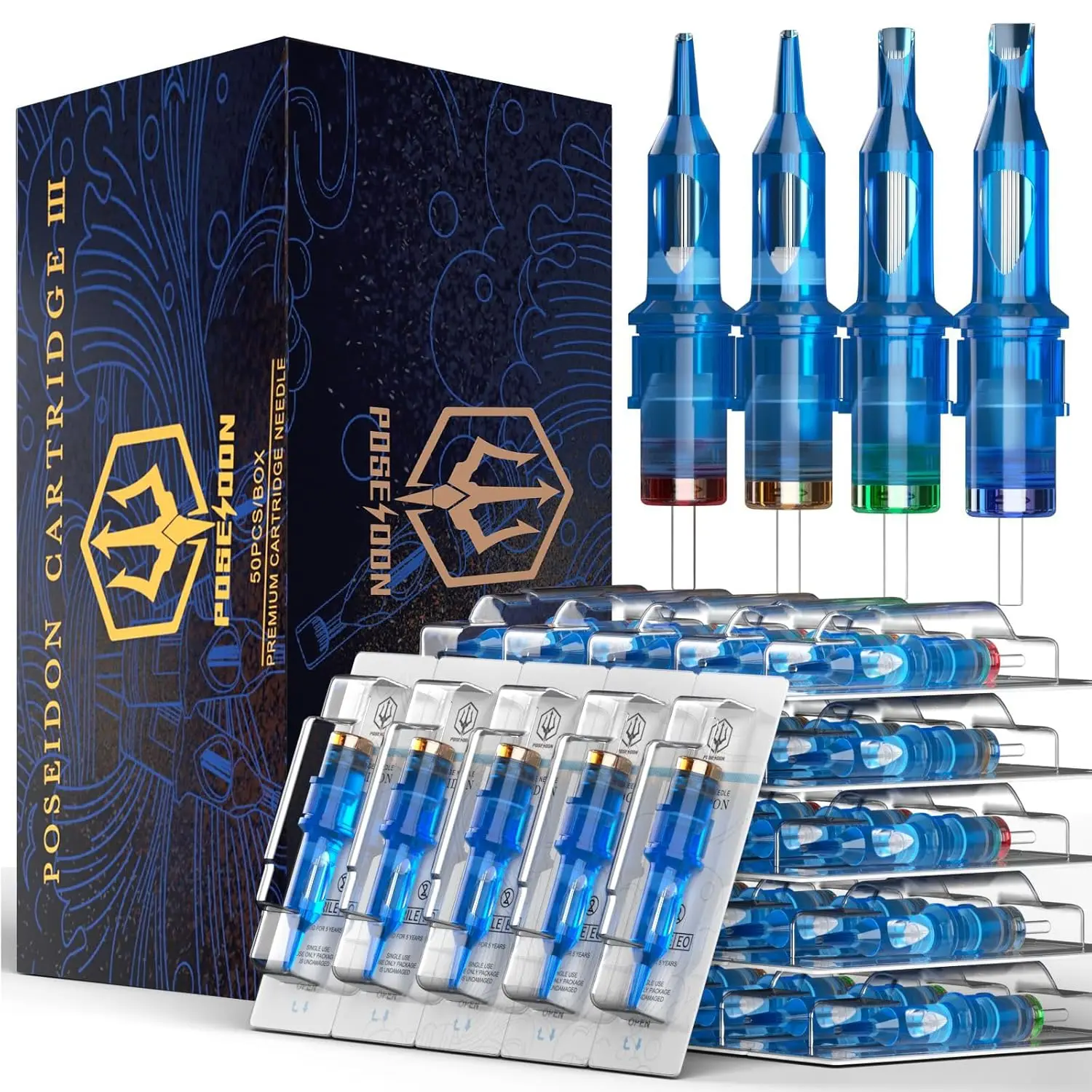 

50PCS Tattoo Cartridge Needles Mixed Sizes Sterile with Membrane Safety - 1203RL to 1207M1