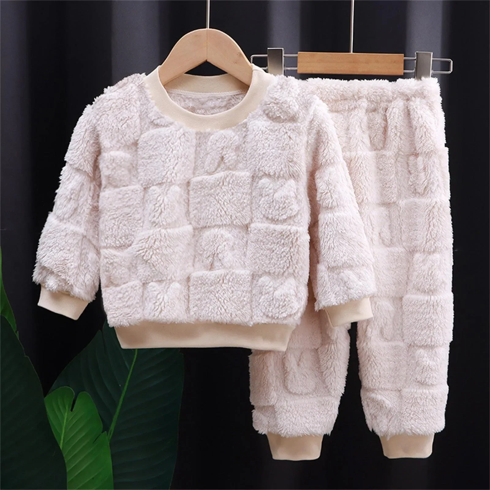 

Comfortable Long Sleeve Baby Boys And Girls Clothing Set Kids Suits Winter Fleece Tops + Pants Tracksuit Warm Children Outfits