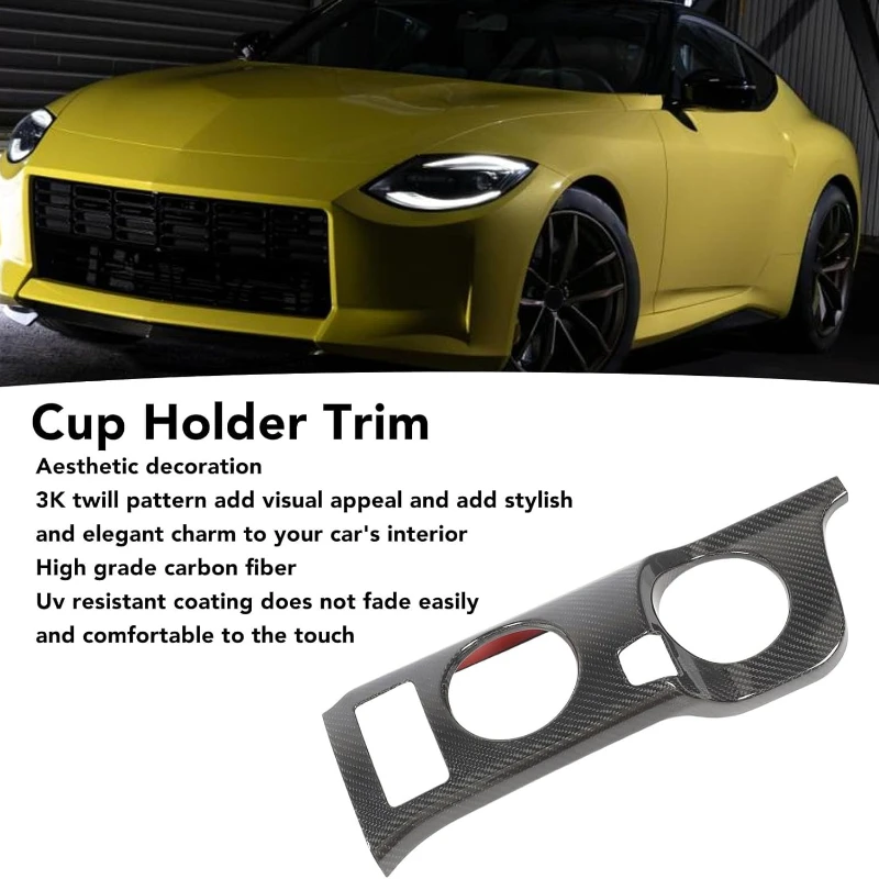 

For 22-25 Nissan Fairlady Z RZ34 400Z Real Carbon Fiber Car Center Console Water Cup Holder Cover Trim interior Car Accessories