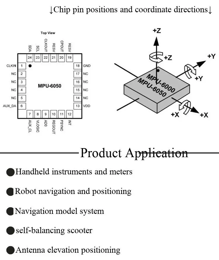 MPU-6050 Drei-Achsen-Beschleunigungsmesser-Gyroskop-Modul 6DOF Gyroskop-Sensormodul – Detail 5