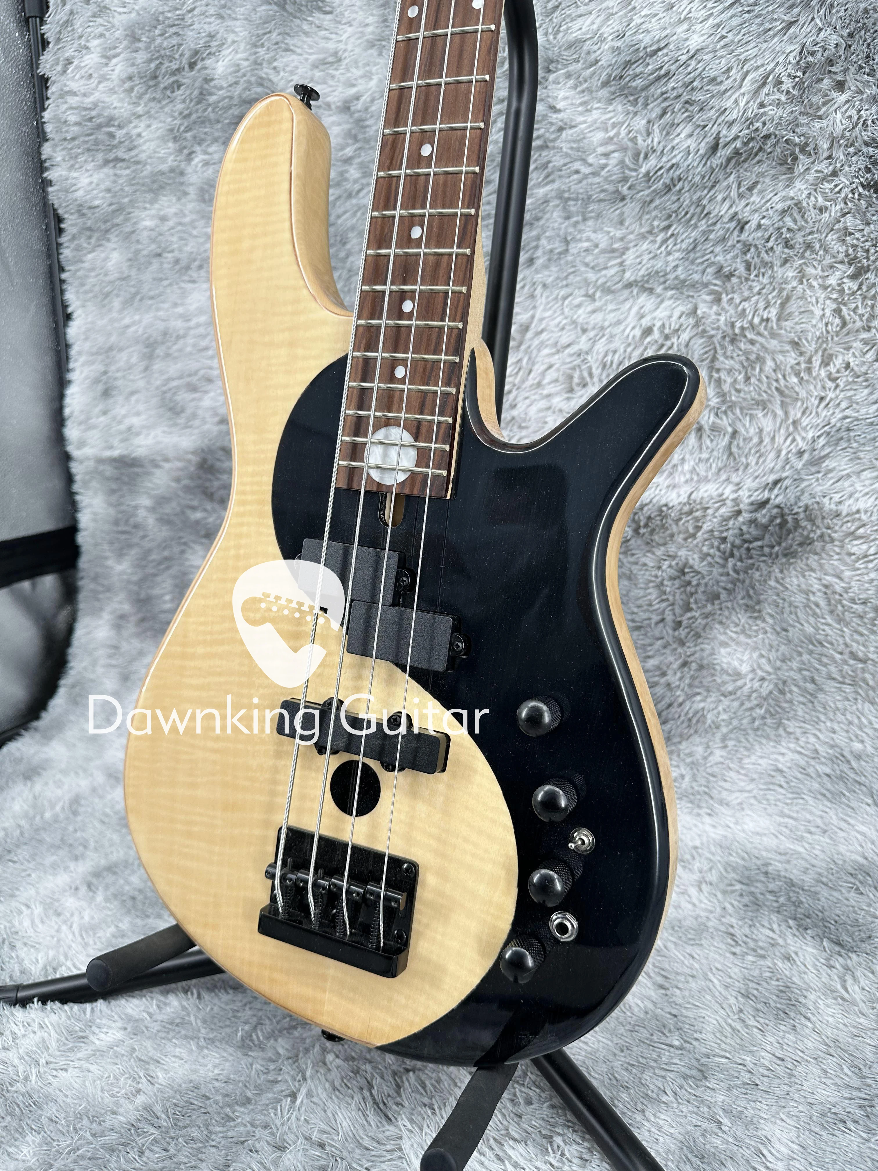 4-string natural wooden electric bass guitar maple wood board in stock, free shipping