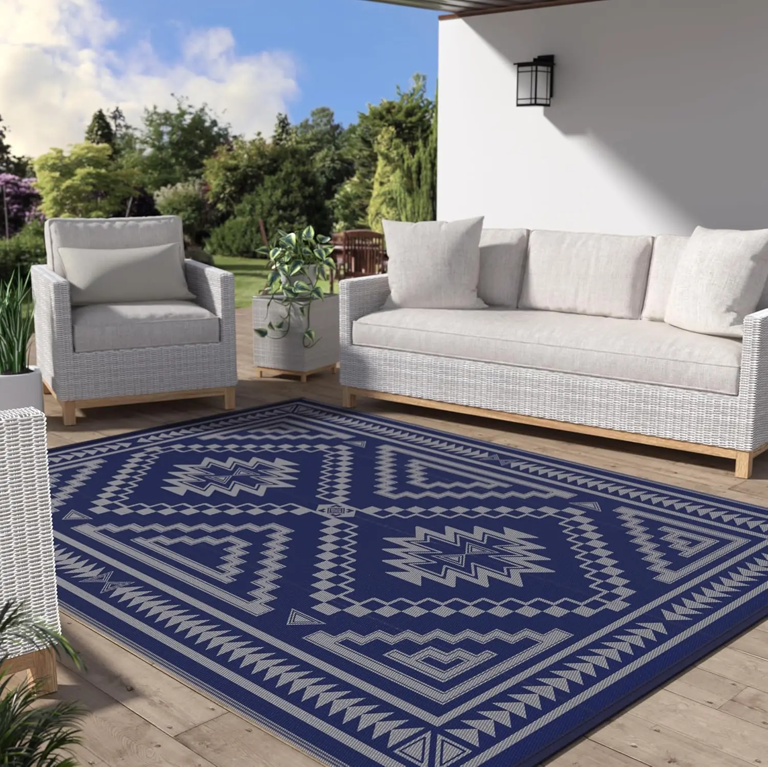 

Outdoor Rug for Patio Clearance - 5x8 ft Waterproof Plastic Camping Rugs, Reversible Outside Rv Mat Carpet for Porch, Deck, P