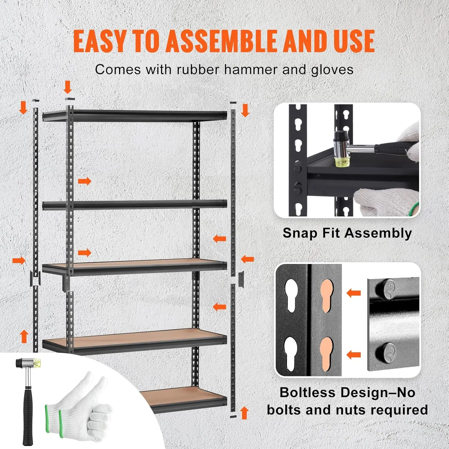 Armazenamento ajustável Shelving Unit, Heavy Duty Garage Prateleiras, Metal Organizer, Utility Rack, 2000 lbs Capacidade, 5 Tiers