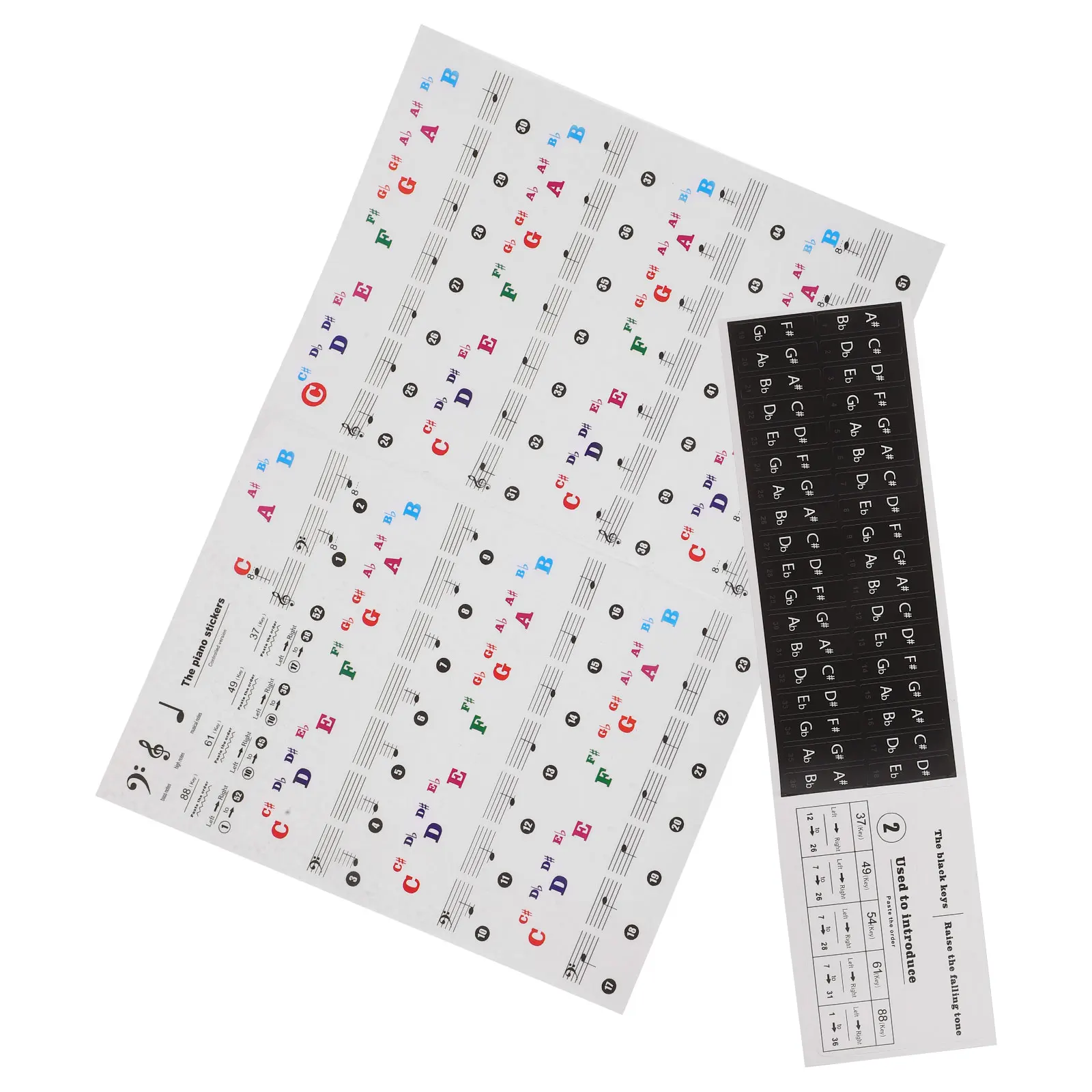 

Piano Keyboard Sticker 2 Sheets Adhesive Note Letter Adjustable Stickers Beginners Electronic Piano Accessories