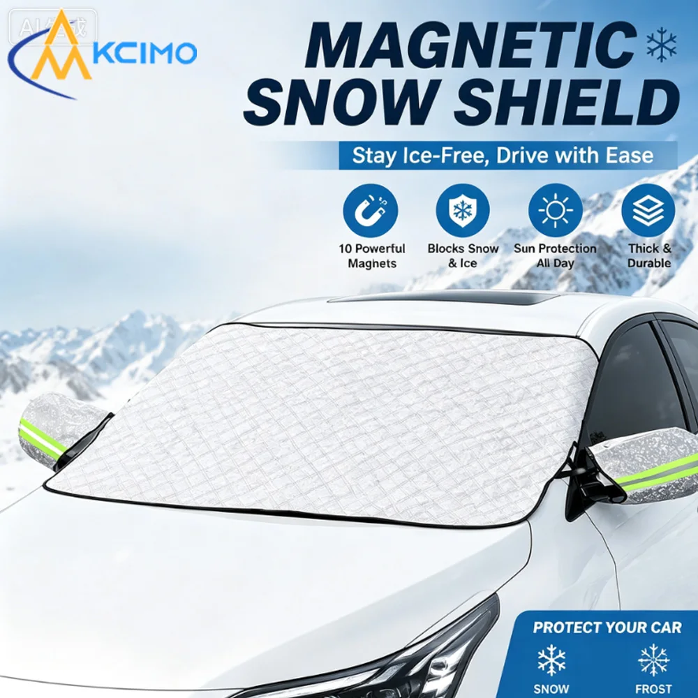 Multi-Functional Car Front Windshield Snow Frost Cover Windproof Ice Shield Sun Protector Outdoor Parking For Most Cars