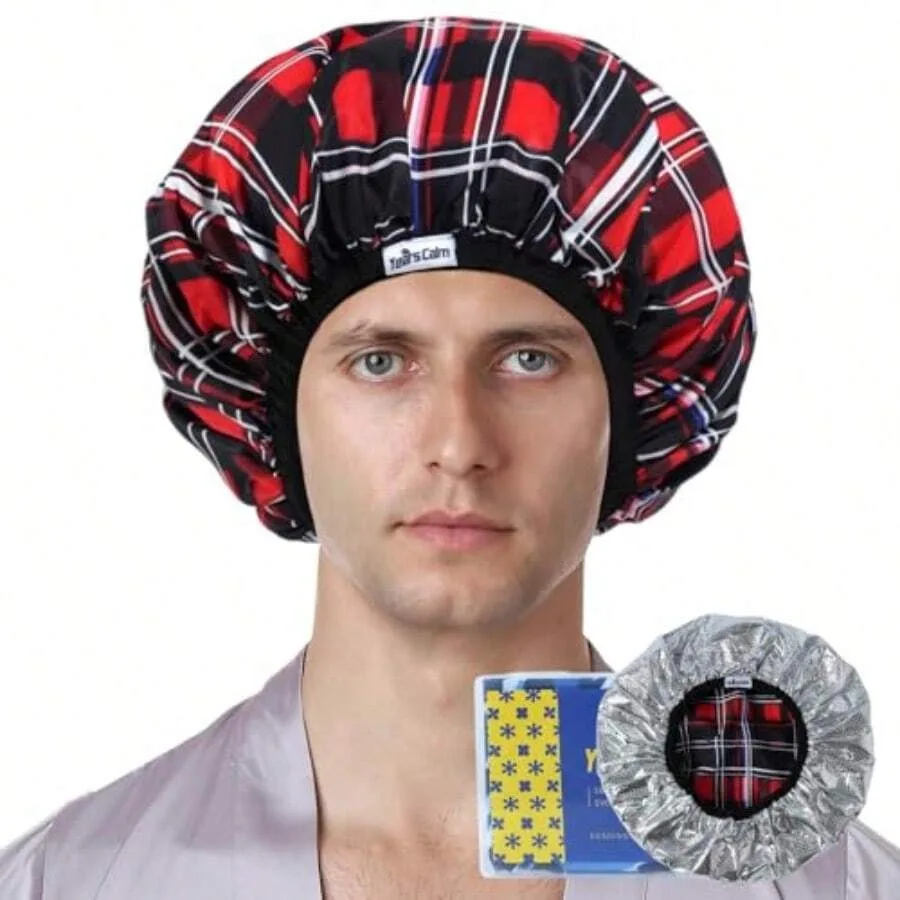 

Shower Cap For Men, Waterproof And Heat-Retaining Hair Treatment Cap Reusable Men's Shower Cap With Foil Lining, Elastic Band,
