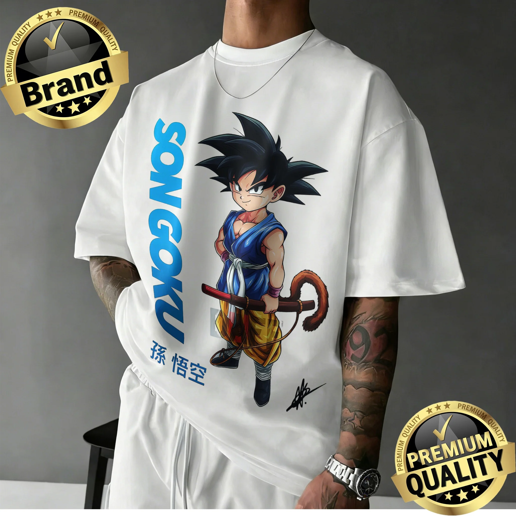 2026 Neuerscheinung Dragon Ball Übergroßes Retro-Anime-T-Shirt |   Kid Goku Retro-Grafikdruck, 100 % Baumwolle, lässiges Y2k-T-Shirt für die Familie
