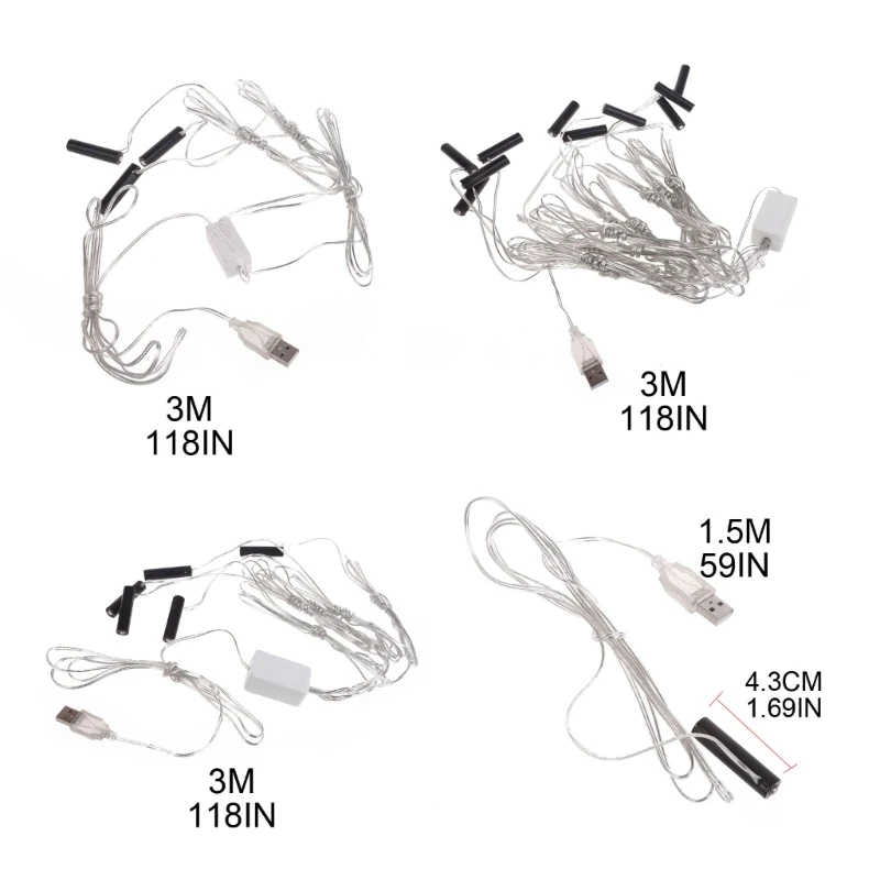 150CM/300CM USB AAA Battery Eliminators 4.5V 3V AAA Dummy Battery Cable For LED Lights Lamps Fan All In One USB Power Cable