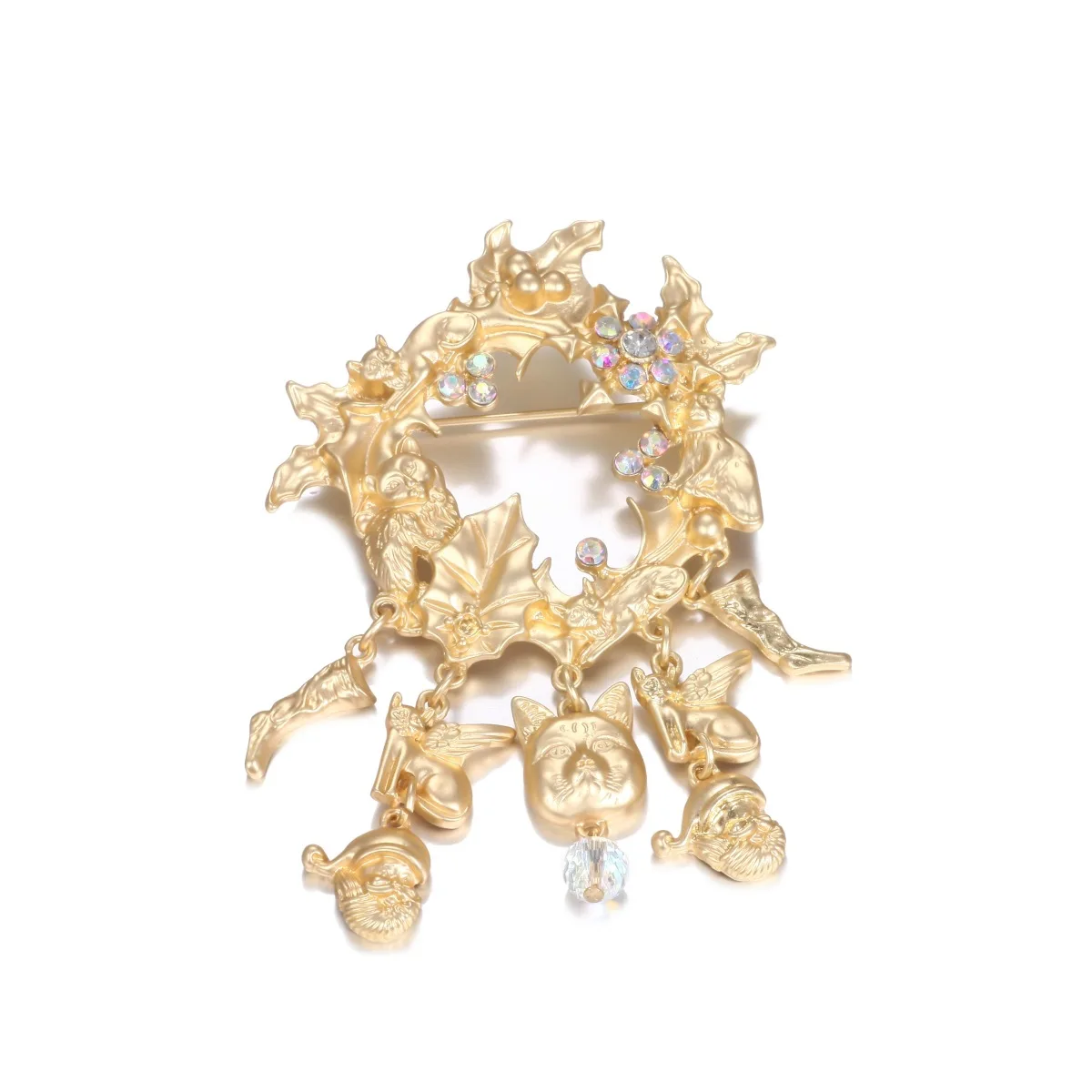 남녀공용 중형 빈티지 고양이 술, 바로크 크리스탈 배지 브로치, 궁전 디자인, 유니섹스 클래식 동물 액세서리 핀