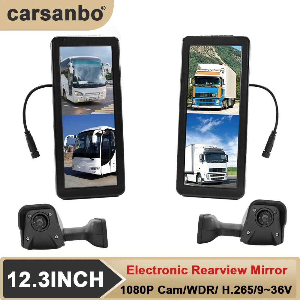 

Система монитора бокового зеркала с маленькой боковой стороны, камера 1080P с двумя объективами, 12,3-дюймовый монитор, функция записи видео для работы в автобусе, автомобиля, грузовика